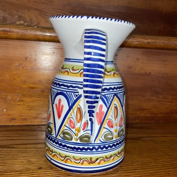 Hand painted art pottery pitcher signed, numbered, from Spain Ceramica De La Cal - Picture 5 of 11